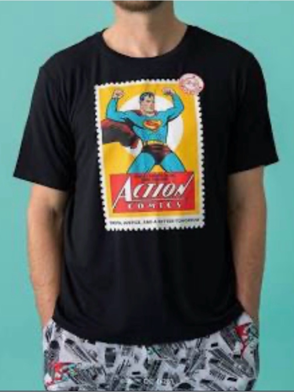 Posh Peanut Black retro Superman  classic Graphic Tee